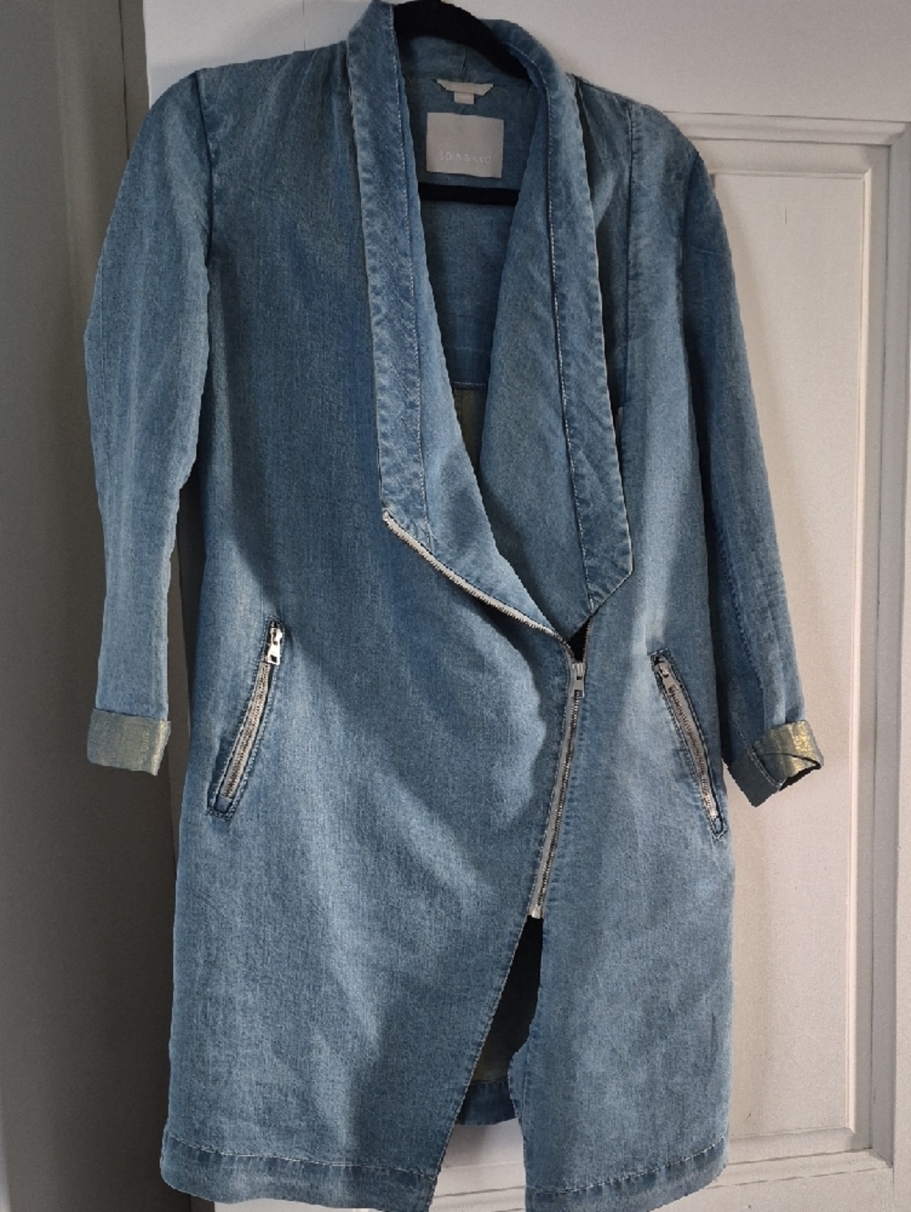 Soia & Kyo Light Blue Denim Drape Jacket - Picture 6 of 7